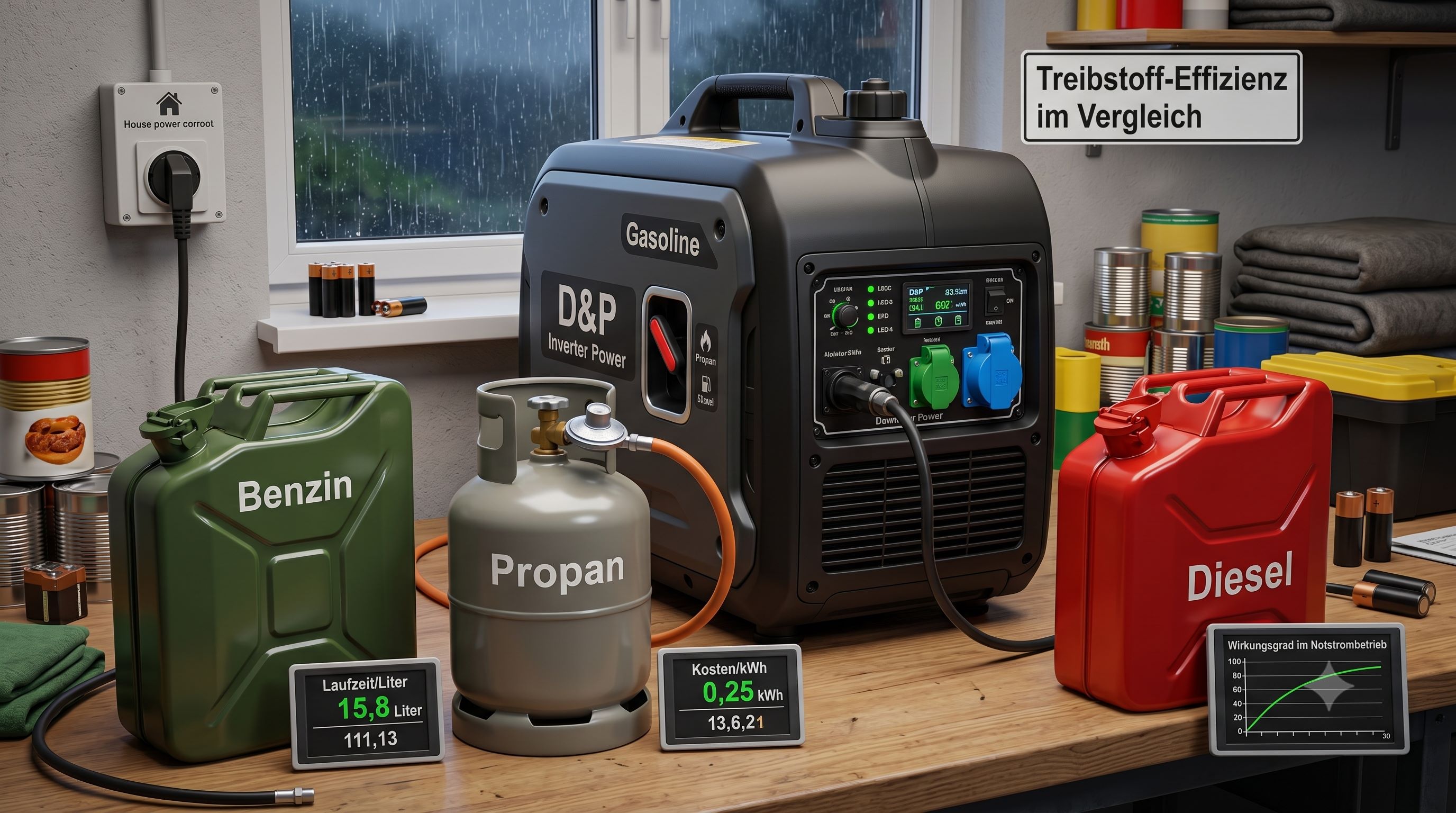 Inverter-Generatoren: Welcher Treibstoff ist im Notstrom-Betrieb am effizientesten?