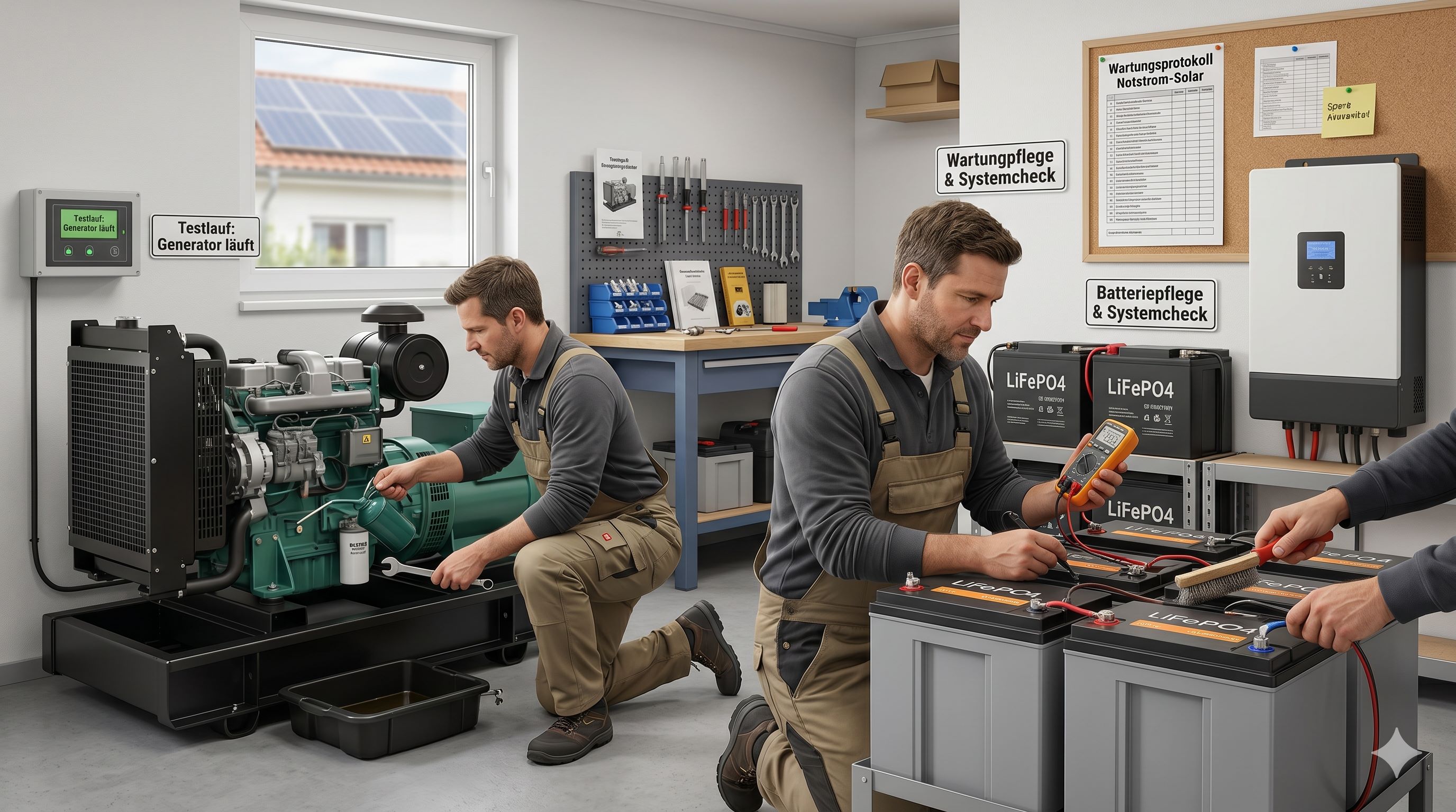 Wartung von Notstromsystemen: Testläufe, Ölwechsel und Batteriepflege