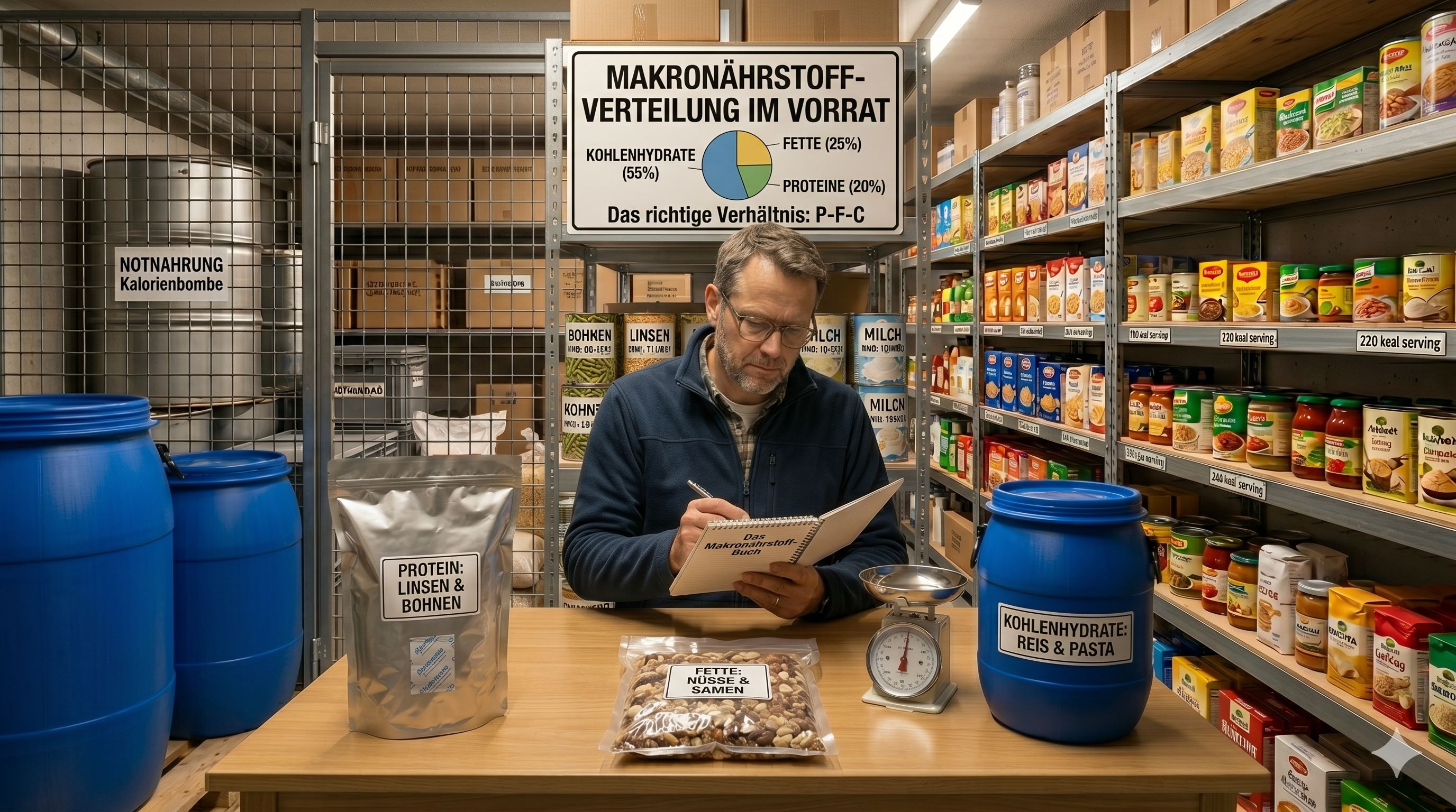 Makronährstoff-Verteilung im Vorrat: Das richtige Verhältnis von Proteinen, Fetten und Kohlenhydraten