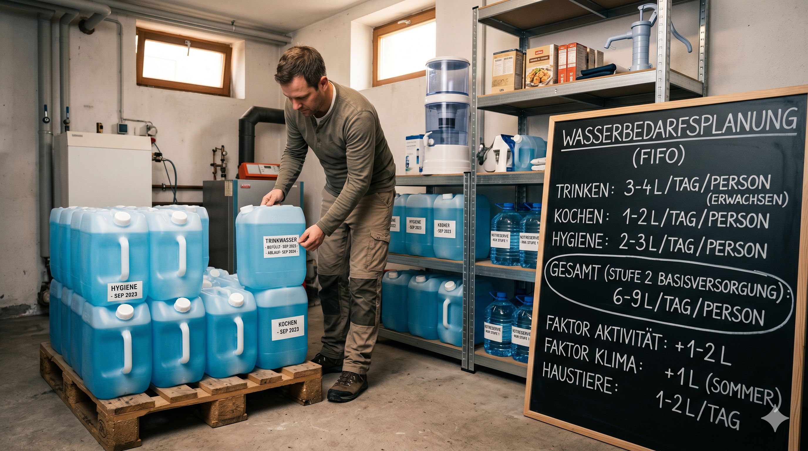 Logistik des Wassers: Wie viel Liter pro Person und Tag wirklich benötigt werden