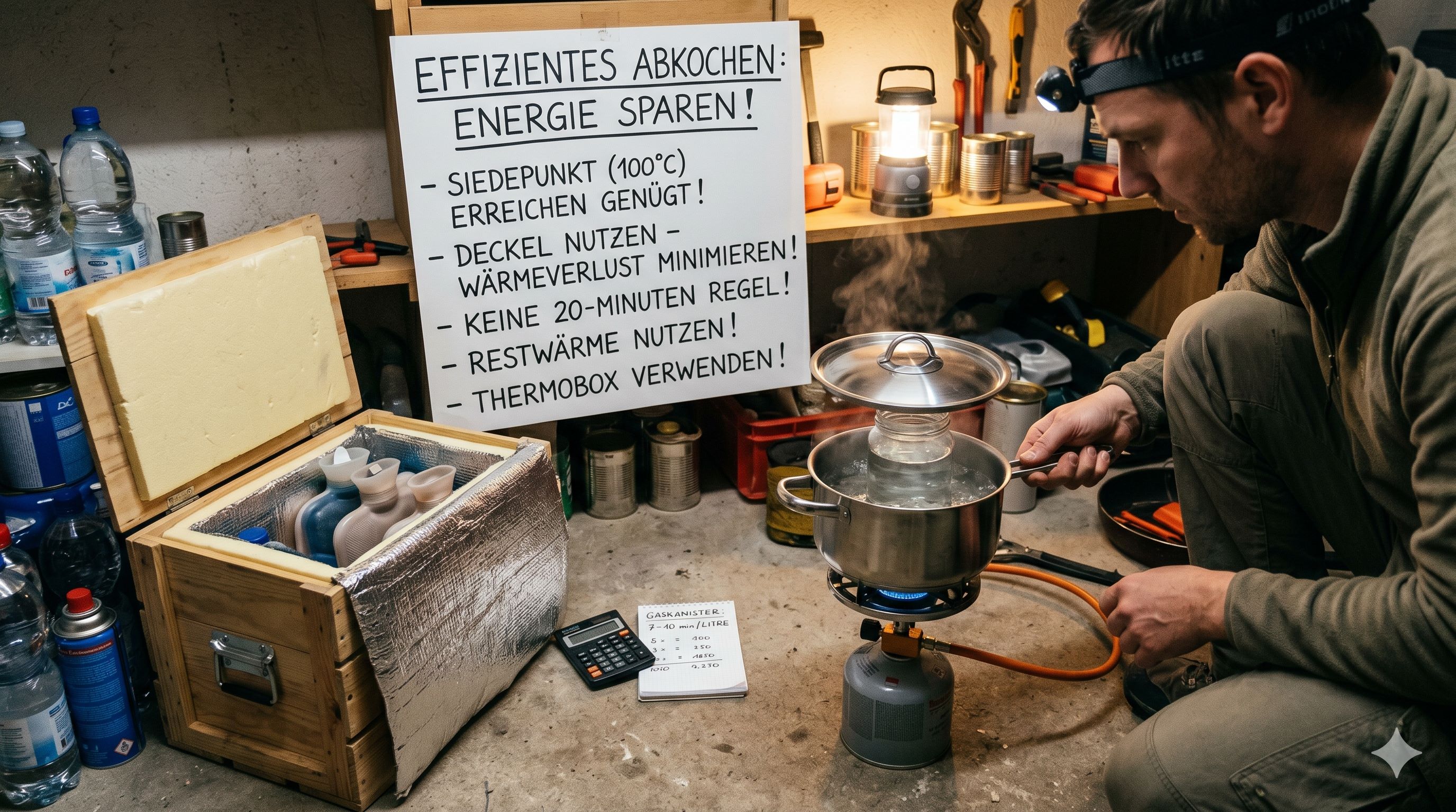 Abkochen im Ernstfall: Zeitdauer, Brennstoffverbrauch und Effektivität