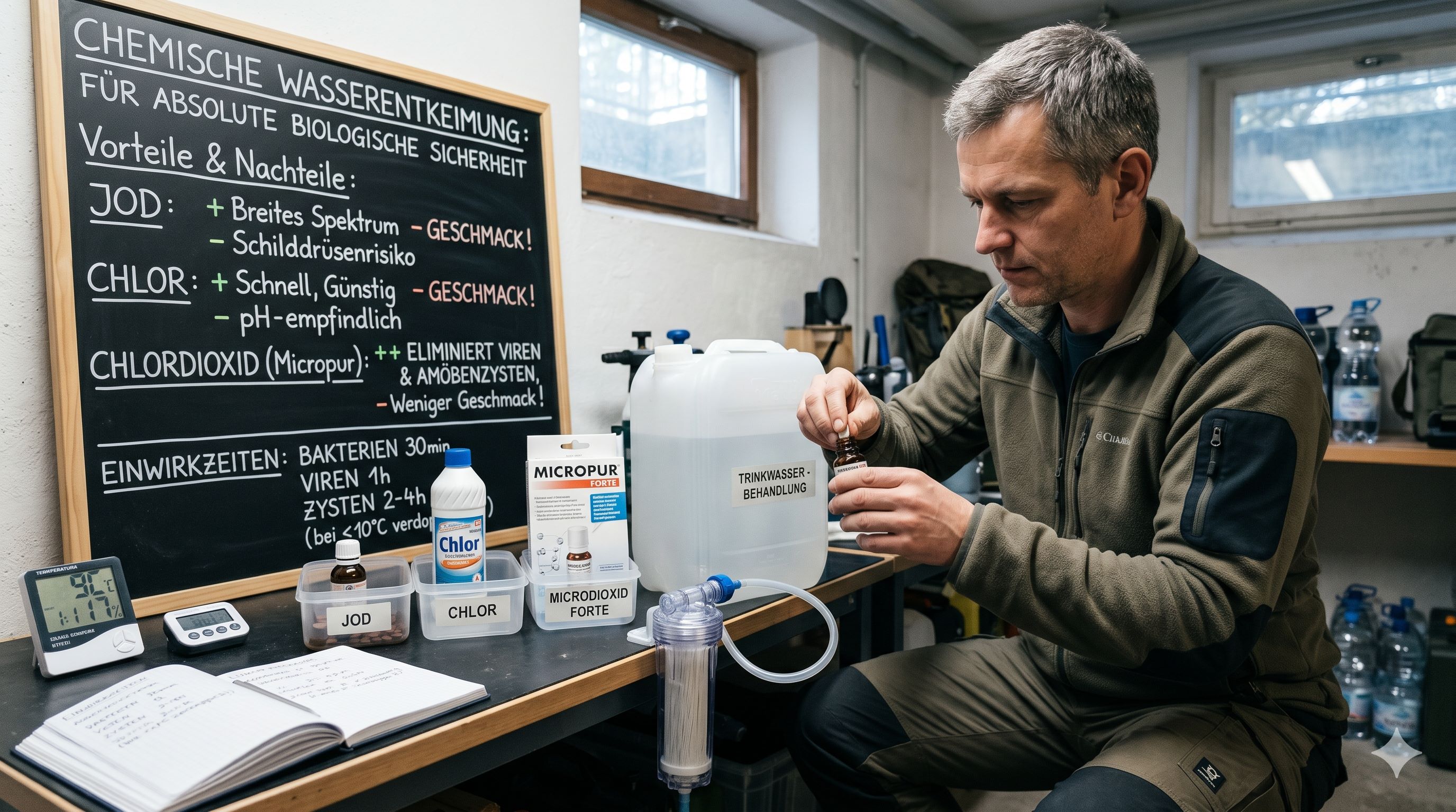 Chemische Entkeimung: Wann Jod, Chlor oder Micropur die richtige Wahl sind