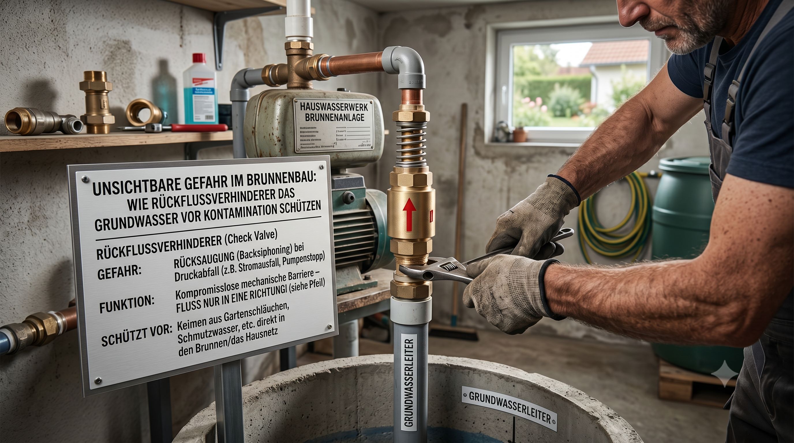 Die Rückschlagklappe: Brunnenanlagen gegen Kontamination von außen sichern