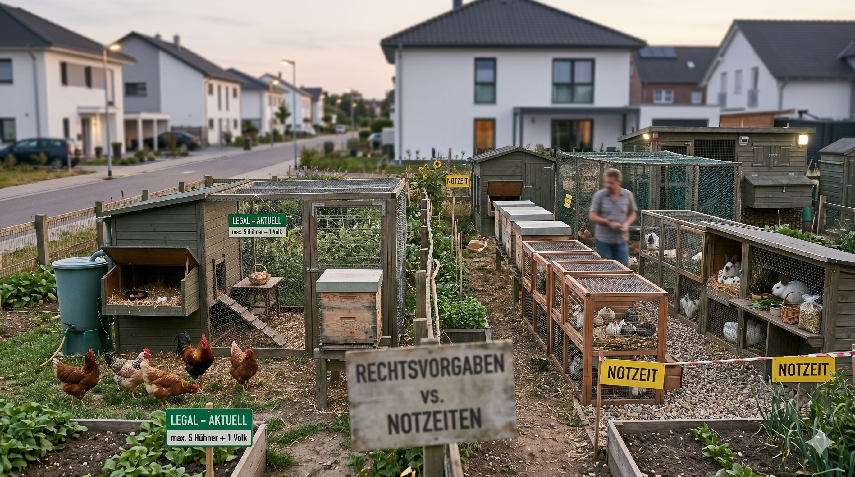 Rechtliche Vorgaben zur Tierhaltung im Wohngebiet vs. Notzeiten-Realität