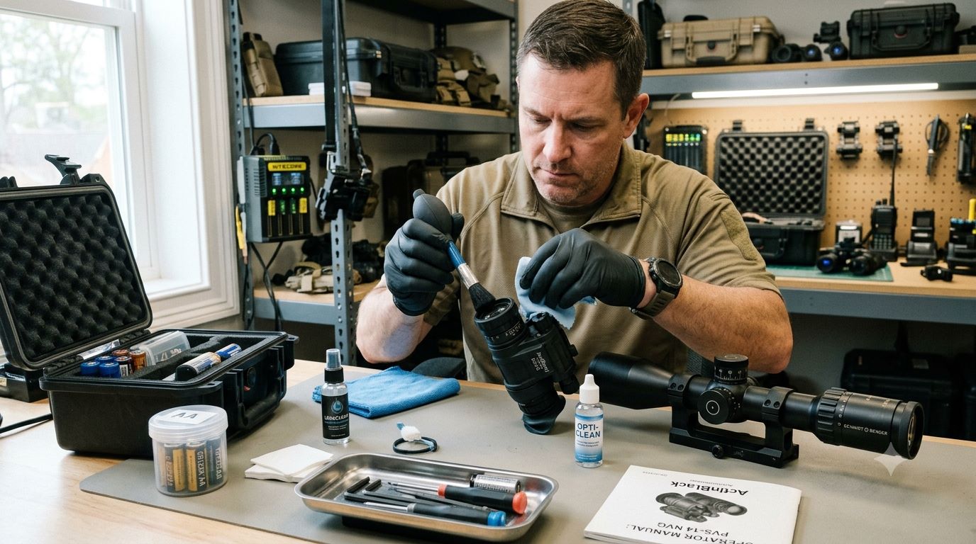 Optik-Wartung: Reinigung, Schutz vor Feuchtigkeit und Batteriemanagement